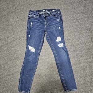 Old Navy Rockstar Super Skinny Mid-Rise Distressed Dark Wash Jeans Size 10